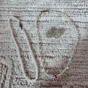 Iridescent Crystal and Pearl Necklace Set